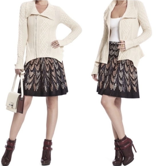 Bcbgmaxazria knit zippered cardigan sweater zanzi cream xs - Picture 2 of 14